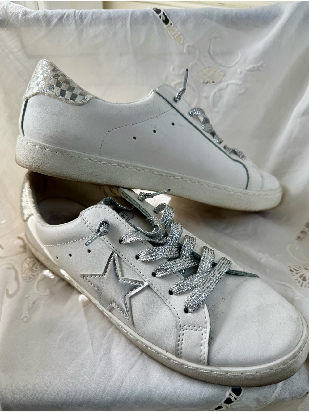 Vintage Havana Carla Star Detail Sneakers with Silver Accents